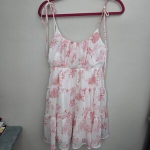 Floral Print Women's Sleepwear Dress - Pink